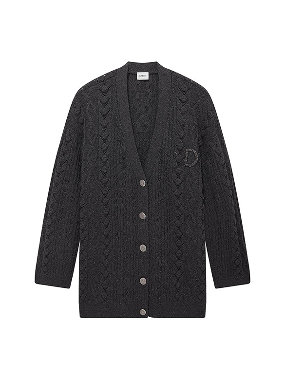 Beads Cable Knitting Cardigan