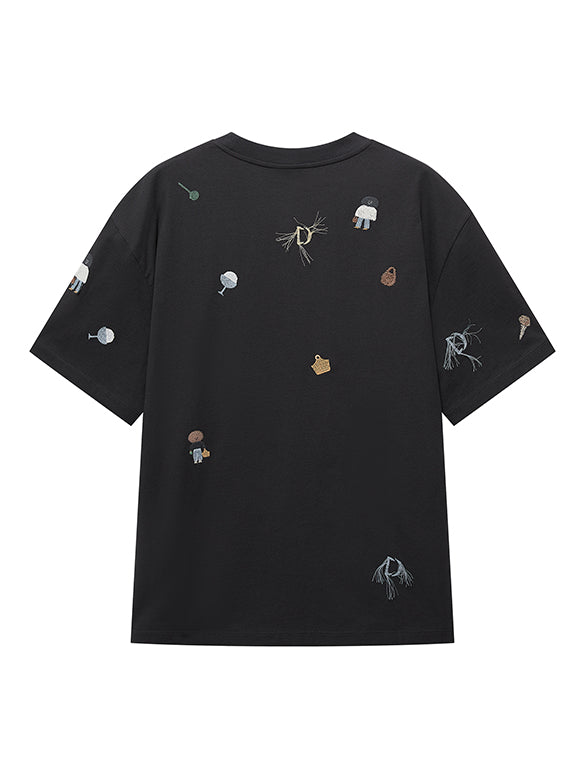 Embroidery Character Pattern T-shirt