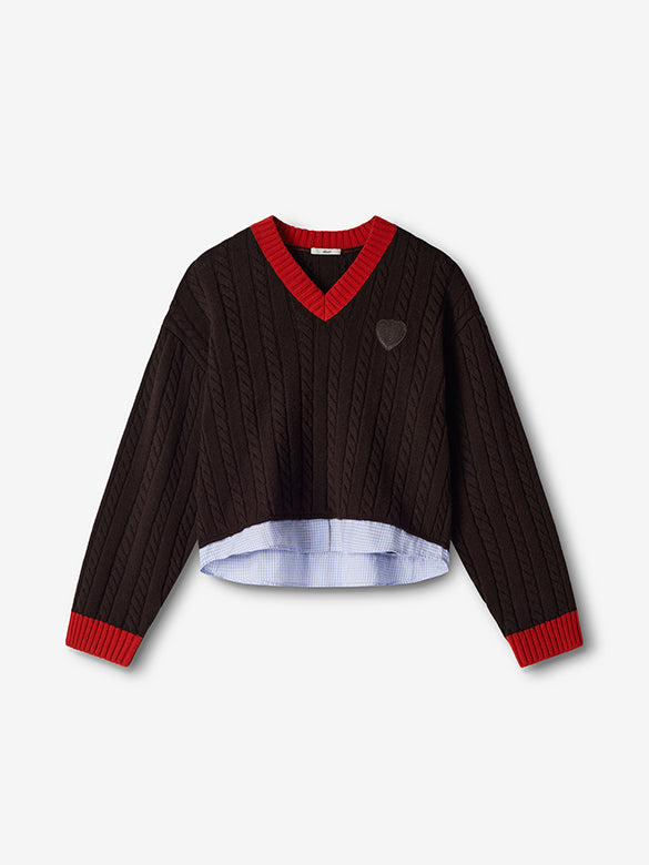 Shirt Layered V-neck Knit