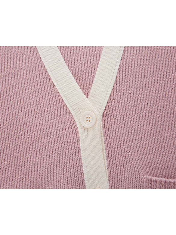 Bi-color Piping Knit Cardigan