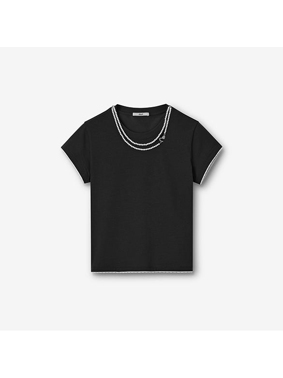 Pearl Neckless Combination T-shirt