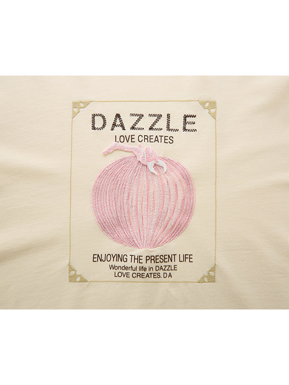 Embroidery Mix Fabric T-shirt