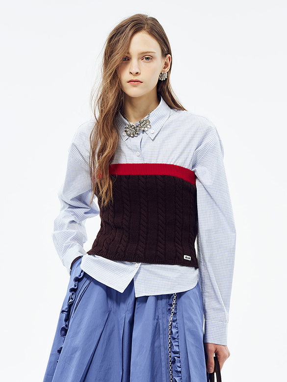 Bi-color Knit Bare Bustier