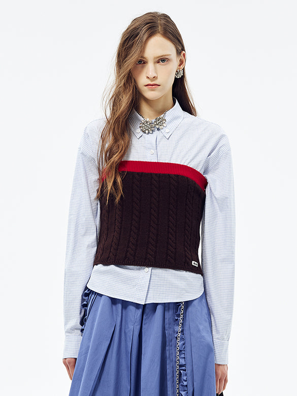 Bi-color Knit Bare Bustier