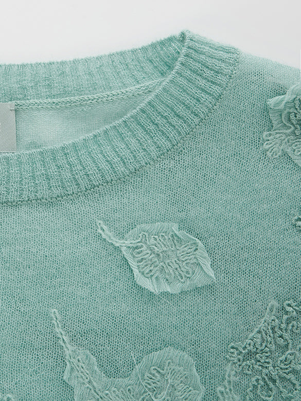Flower Embroidery Knit Top