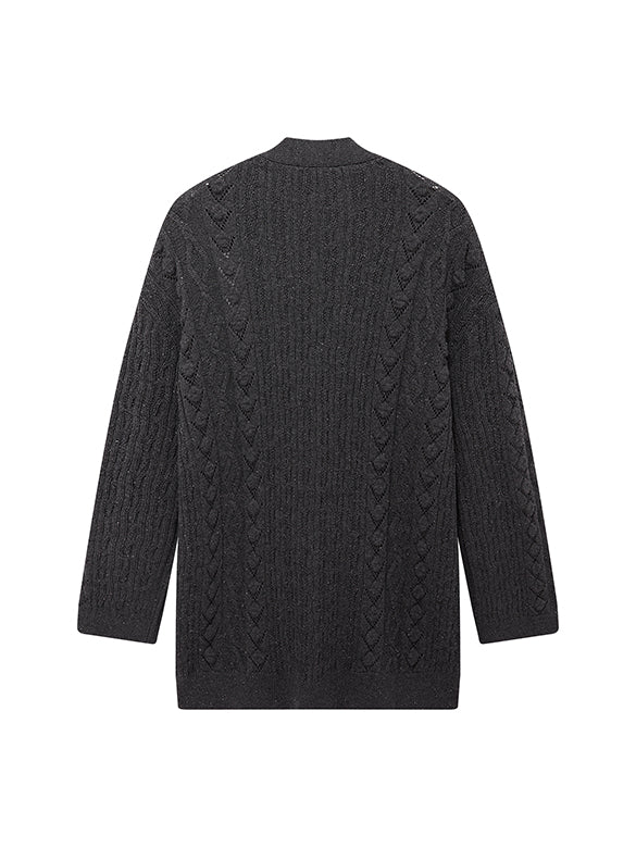Beads Cable Knitting Cardigan