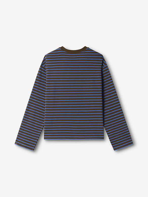 Cat Printed Stripe Long Sleeves T-shirt