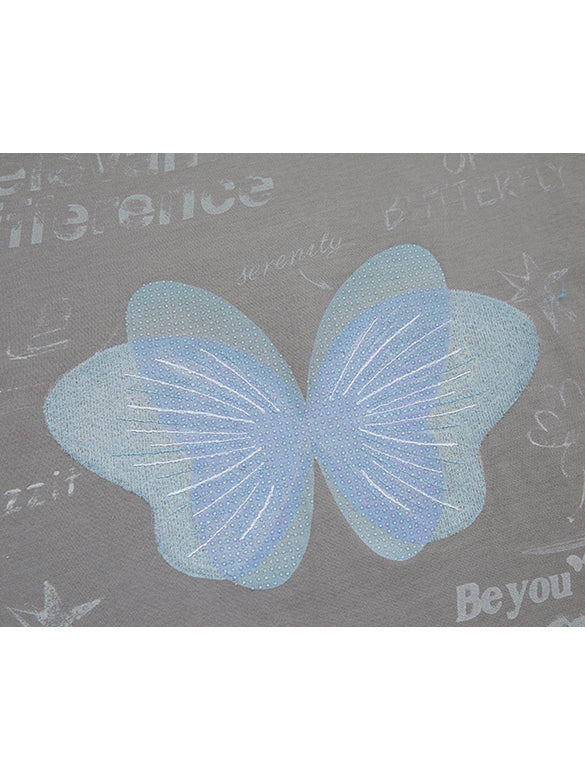 Butterfly Printed & Beads T-shirt