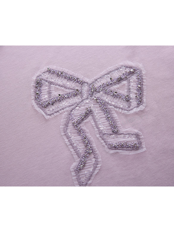 Sequins & Beads & Tulle Ribbon T-shirt