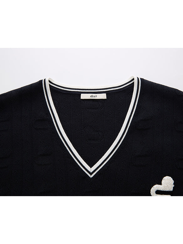 Bi-color Line Knit Vest