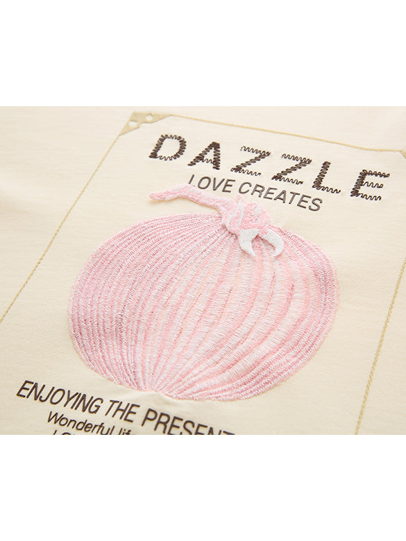 Embroidery Mix Fabric T-shirt