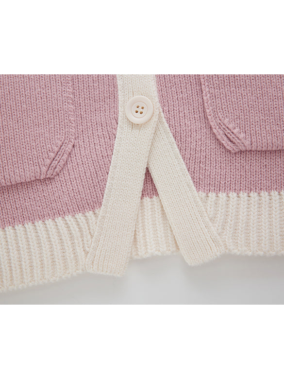 Bi-color Piping Knit Cardigan
