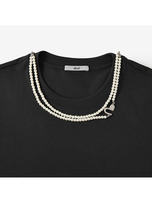 Pearl Neckless Combination T-shirt