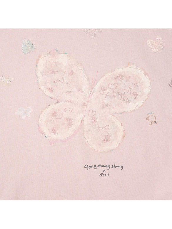 Butterfly Design Draw-code Long Sleeves T-shirt