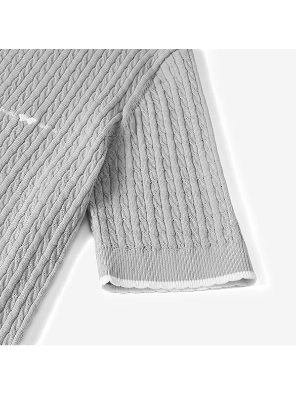 Frill Piping Polo Knit Top
