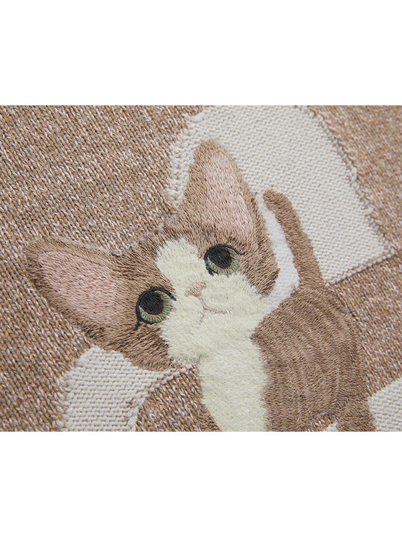 Cat Embroidery Sleeveless Knit