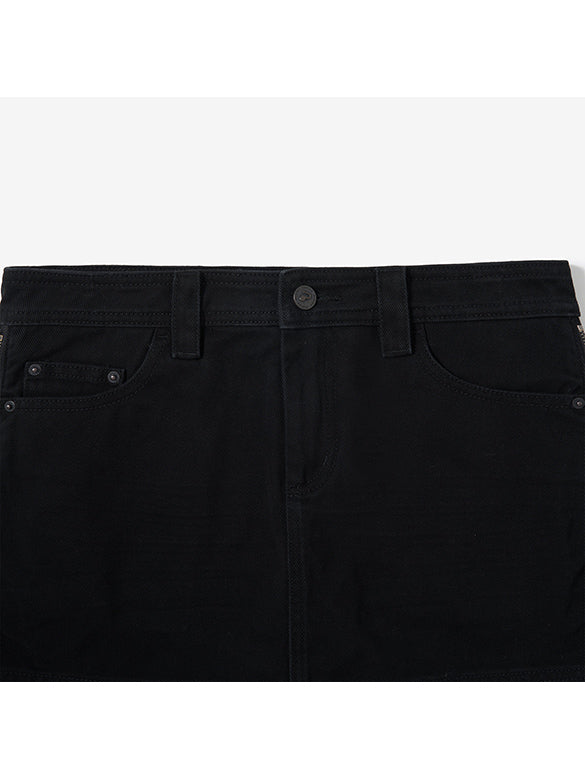 Side Zipper Denim Skirt-Pants