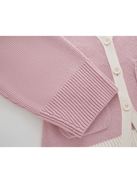 Bi-color Piping Knit Cardigan