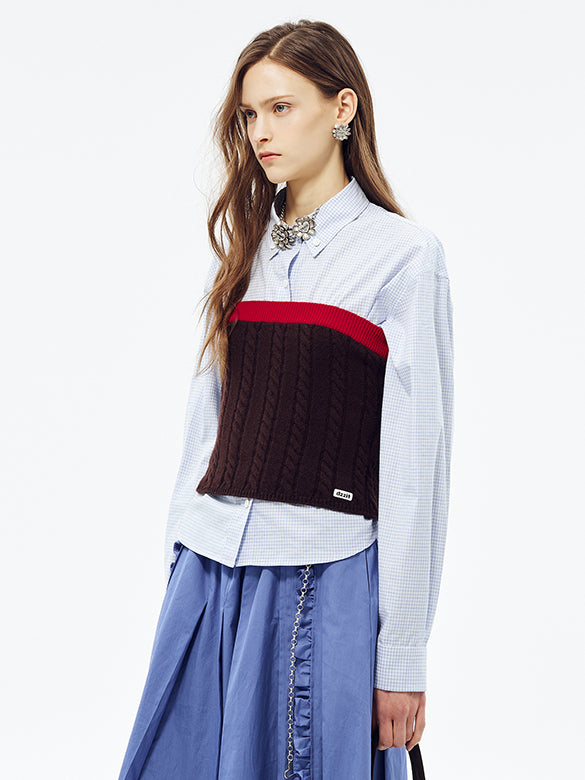 Bi-color Knit Bare Bustier