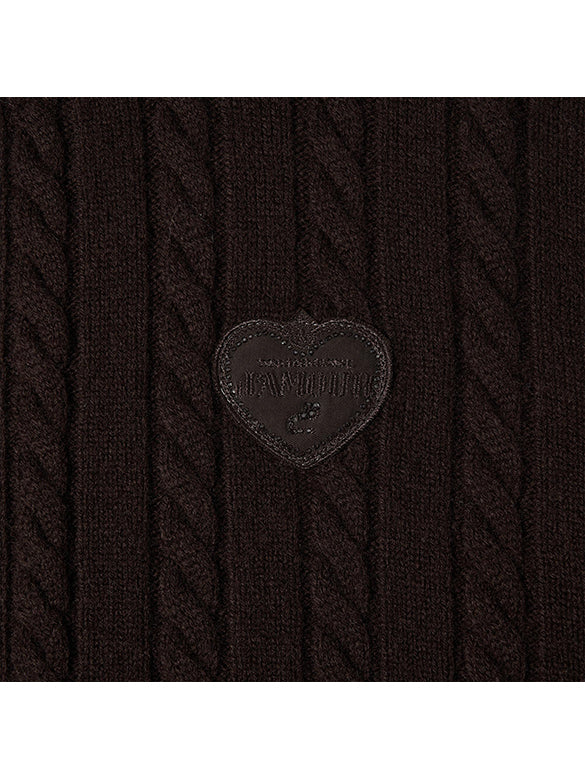 Bi-color Hem Zipper Knit Cardigan