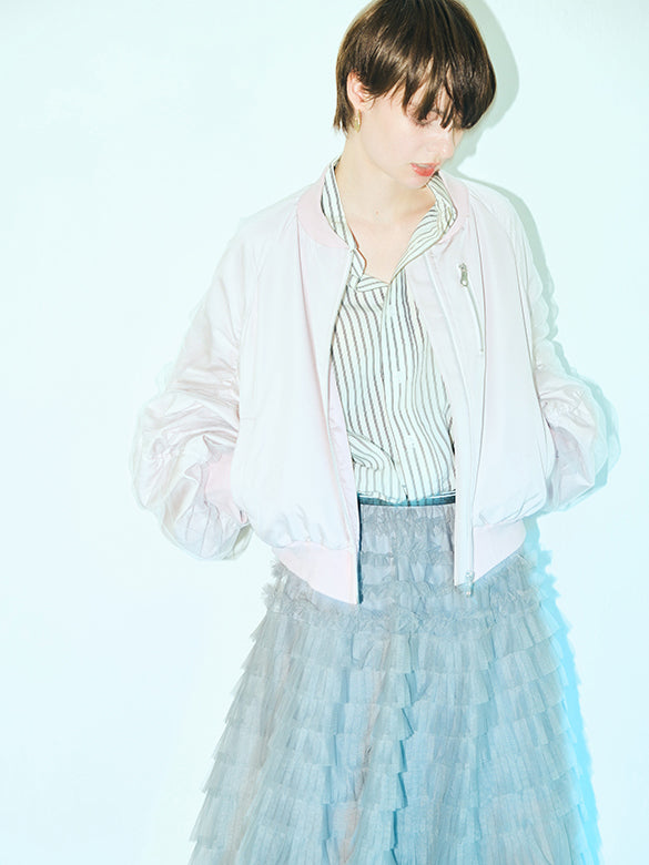 Gray Tulle Tiered Skirt