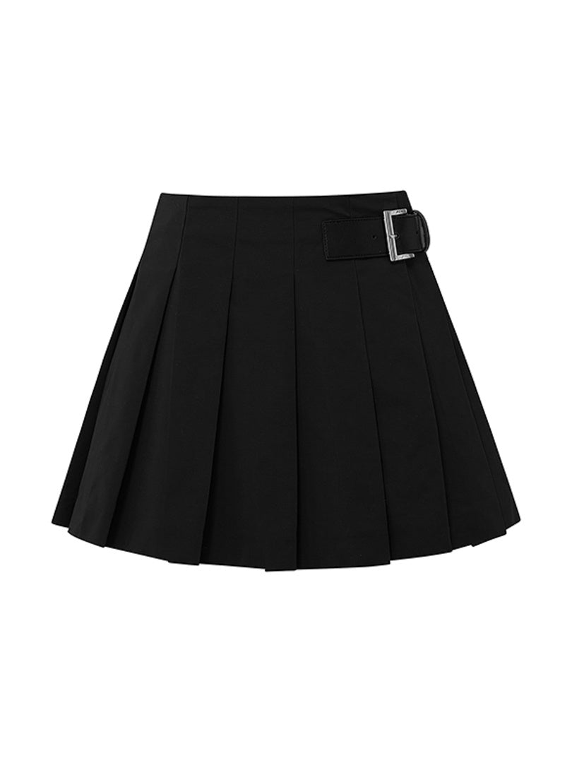 Belted Pleats Wrap Skirt