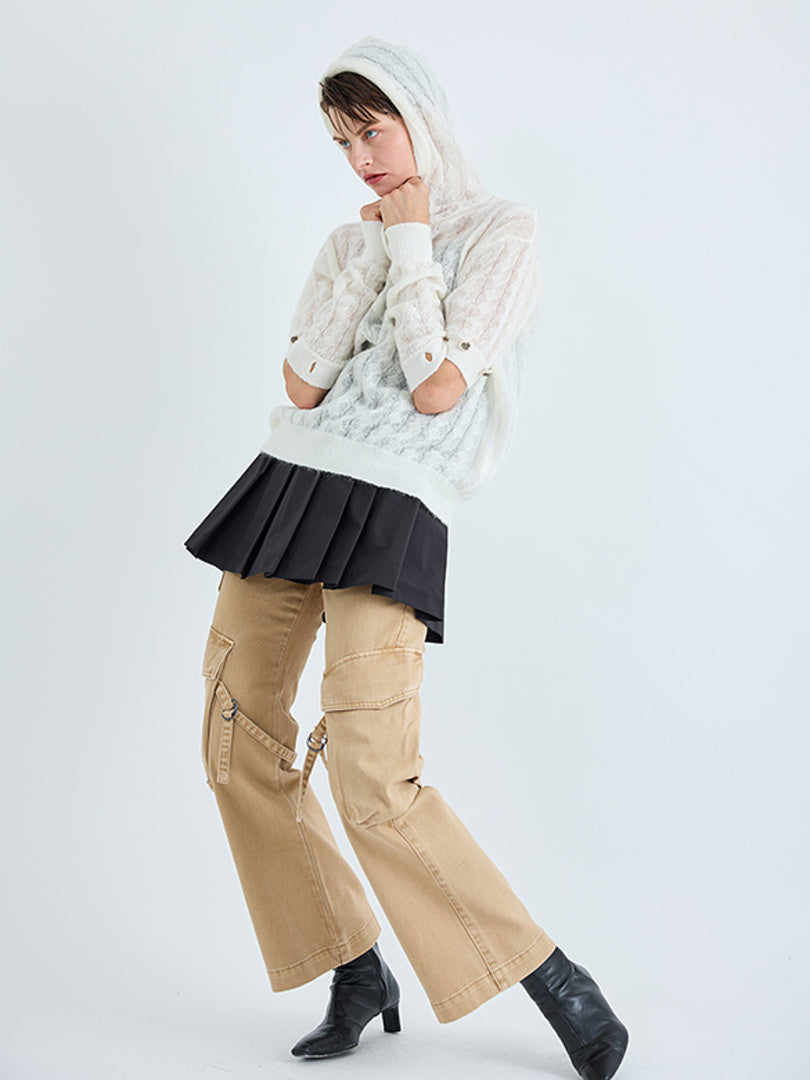 Belted Pleats Wrap Skirt