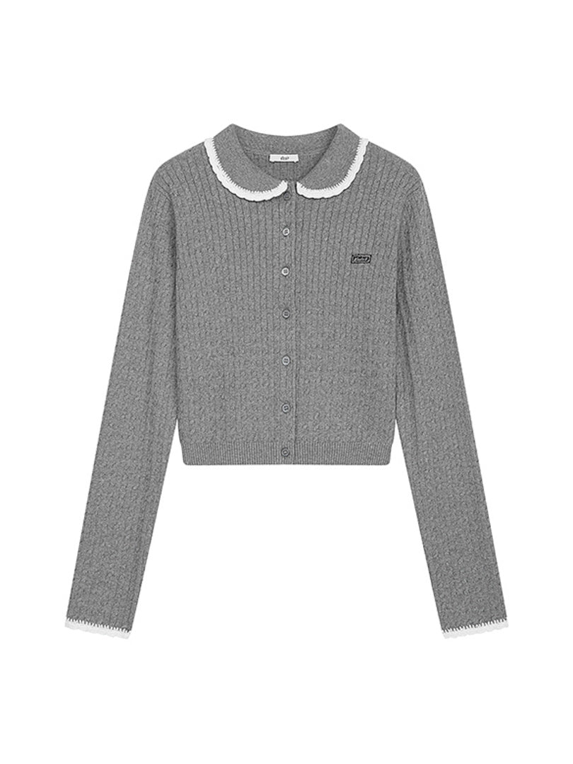 Frill Collar Polo Kint Cardigan