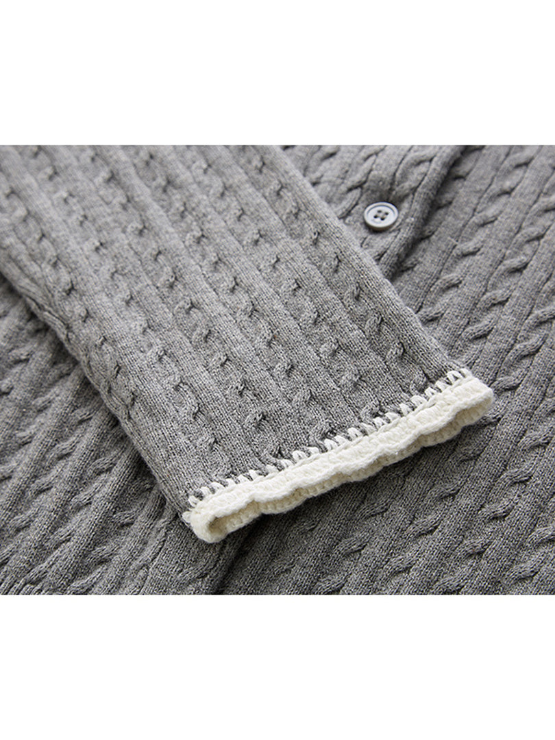 Frill Collar Polo Kint Cardigan