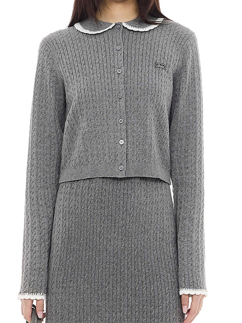 Frill Collar Polo Kint Cardigan