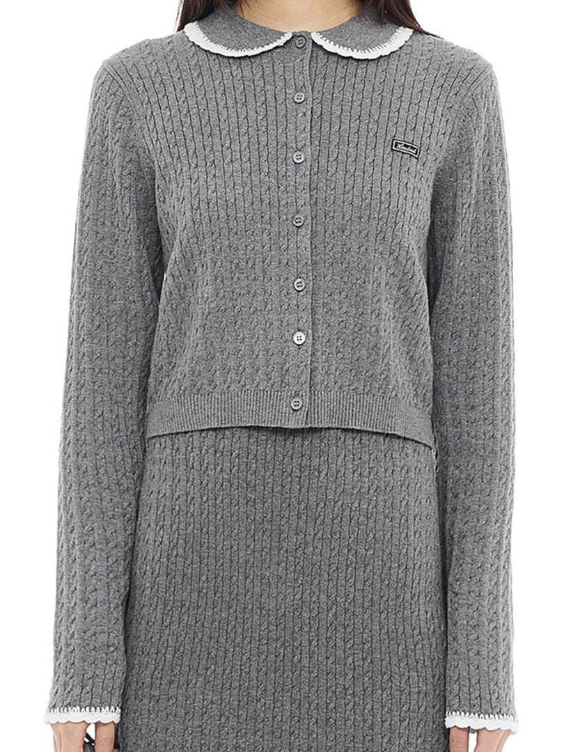 Frill Collar Polo Kint Cardigan