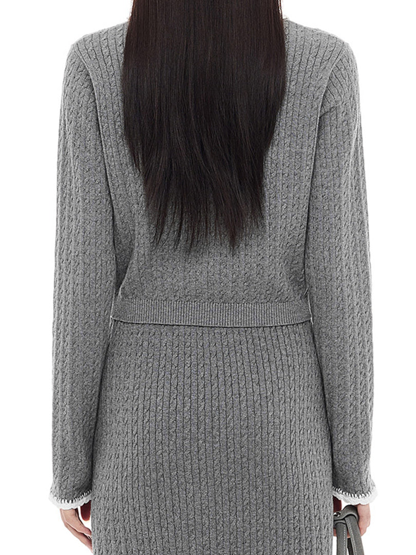 Frill Collar Polo Kint Cardigan