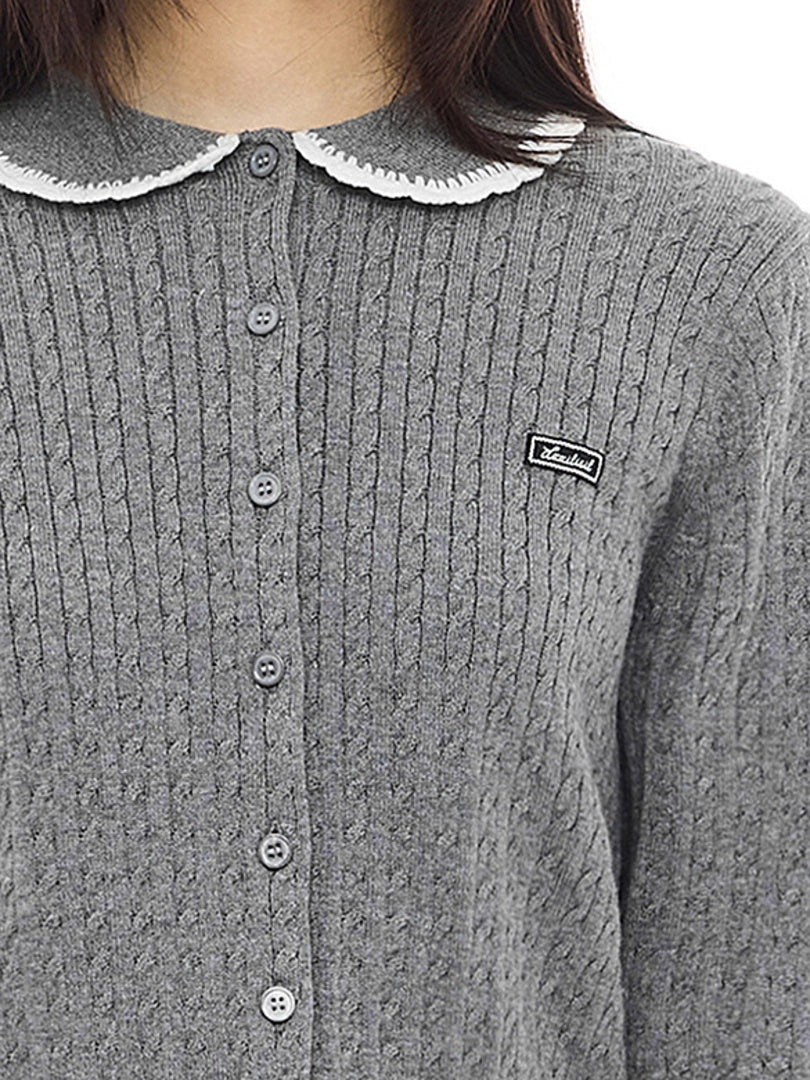 Frill Collar Polo Kint Cardigan