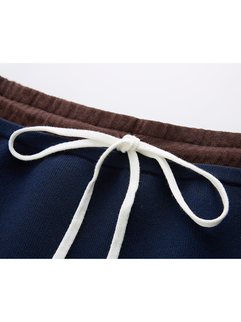 Waist Bi-color Design Sporty Knit Skirt