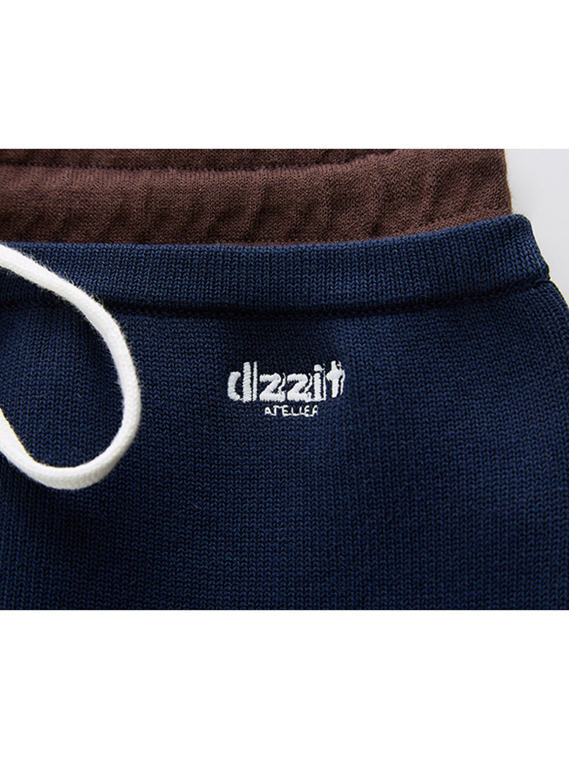 Waist Bi-color Design Sporty Knit Skirt