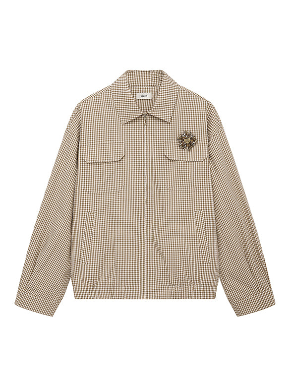 Plaid Pattern Zipper Shirt Jacket