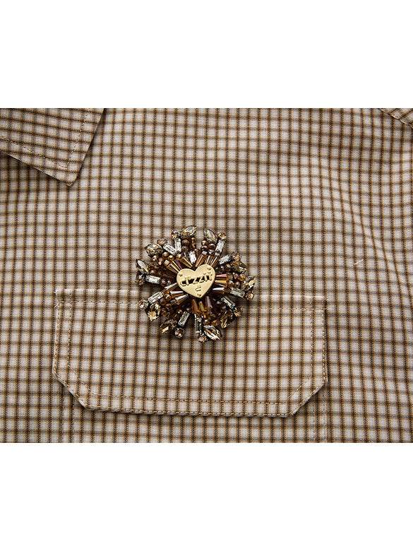 Plaid Pattern Zipper Shirt Jacket