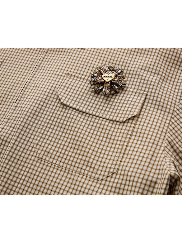 Plaid Pattern Zipper Shirt Jacket