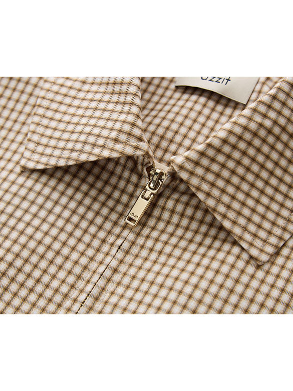 Plaid Pattern Zipper Shirt Jacket