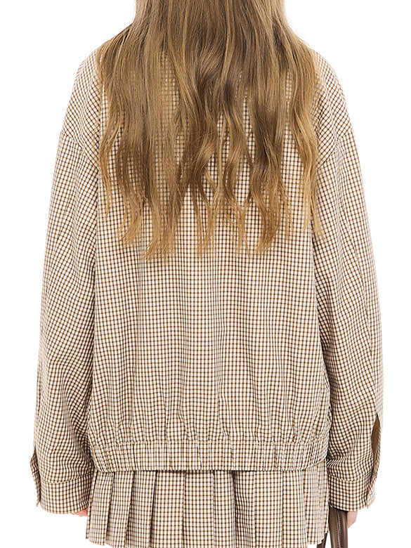 Plaid Pattern Zipper Shirt Jacket
