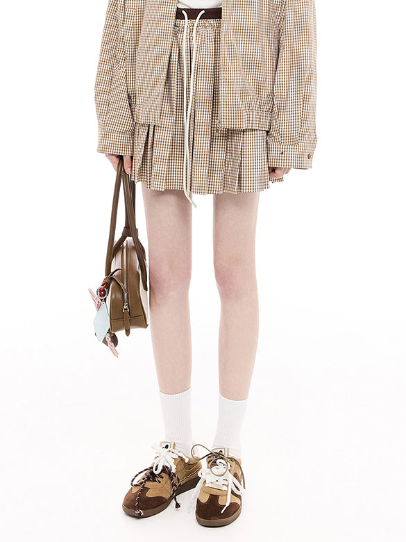 Plaid Pattern Pleats Skirt