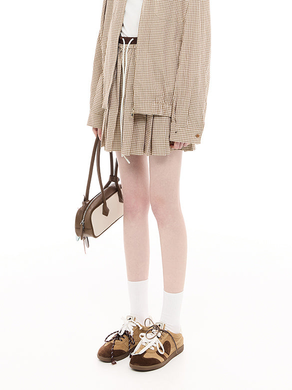 Plaid Pattern Pleats Skirt