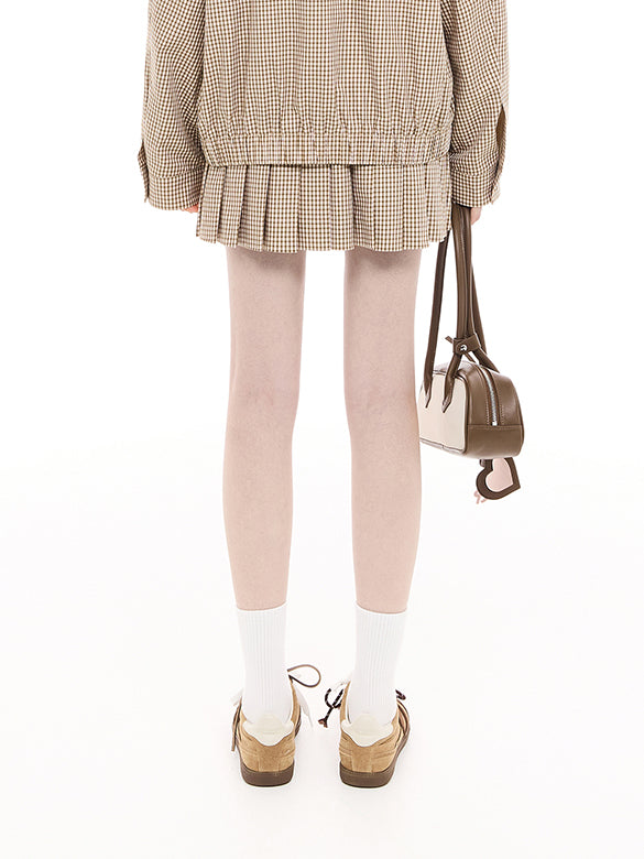 Plaid Pattern Pleats Skirt
