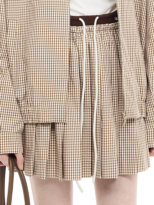 Plaid Pattern Pleats Skirt