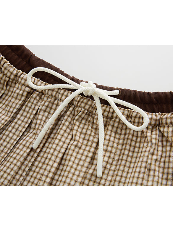 Plaid Pattern Pleats Skirt