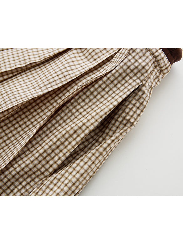 Plaid Pattern Pleats Skirt