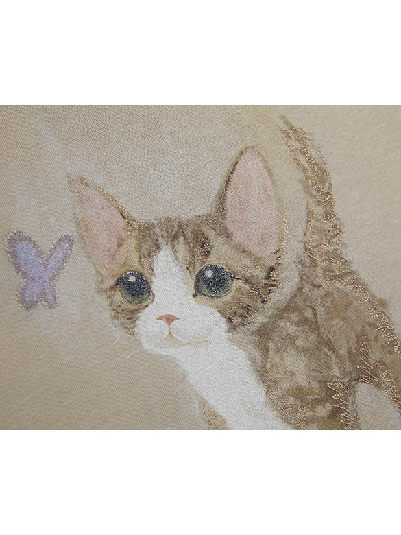 Cat Printed Embroidery Sweatshirt