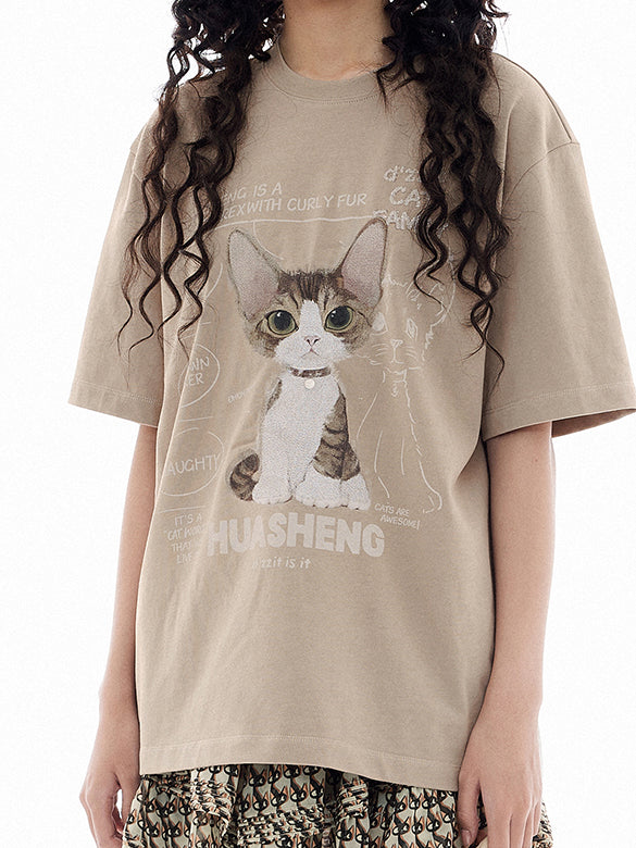 Cat Embroidery T-shirt