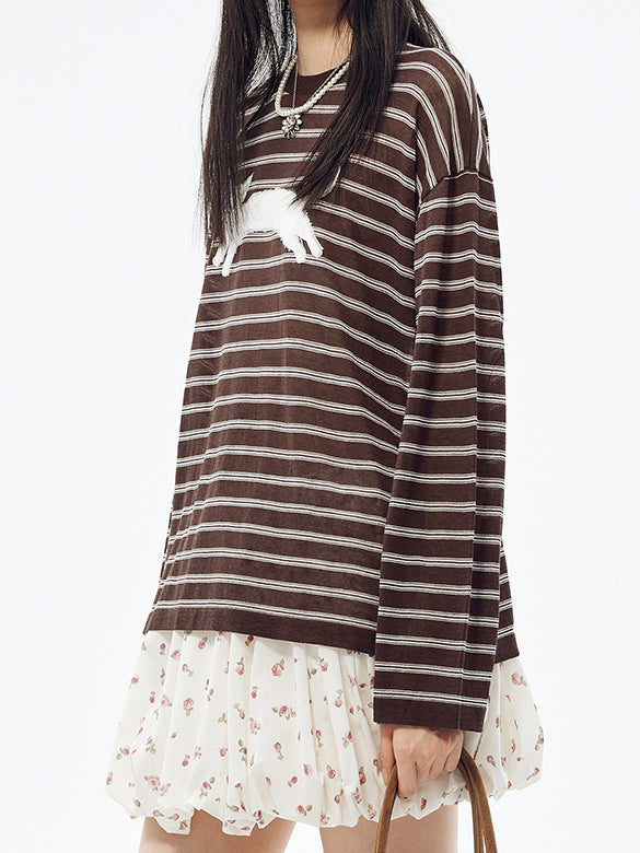 Stripe Cat Knit Top