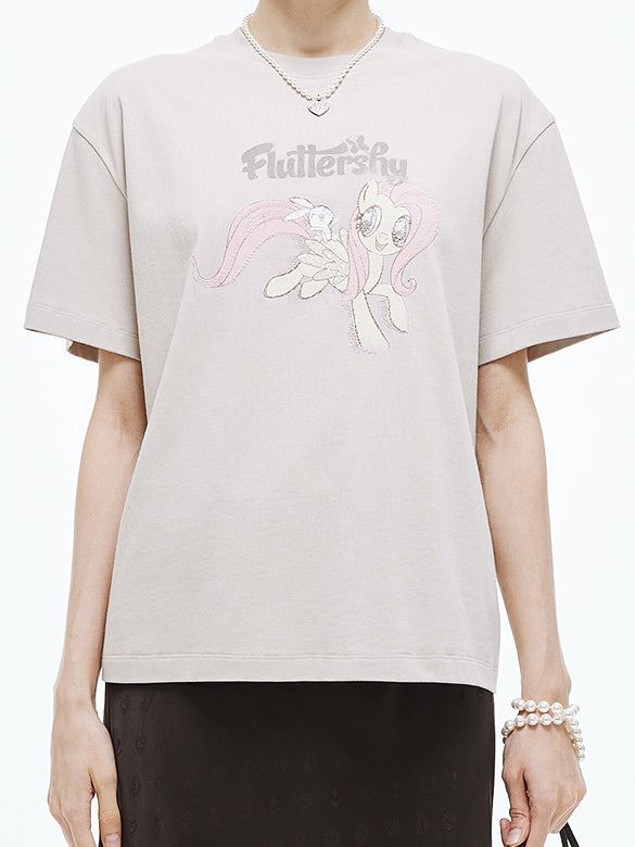 Printed Embroidery Sequins T-shirt